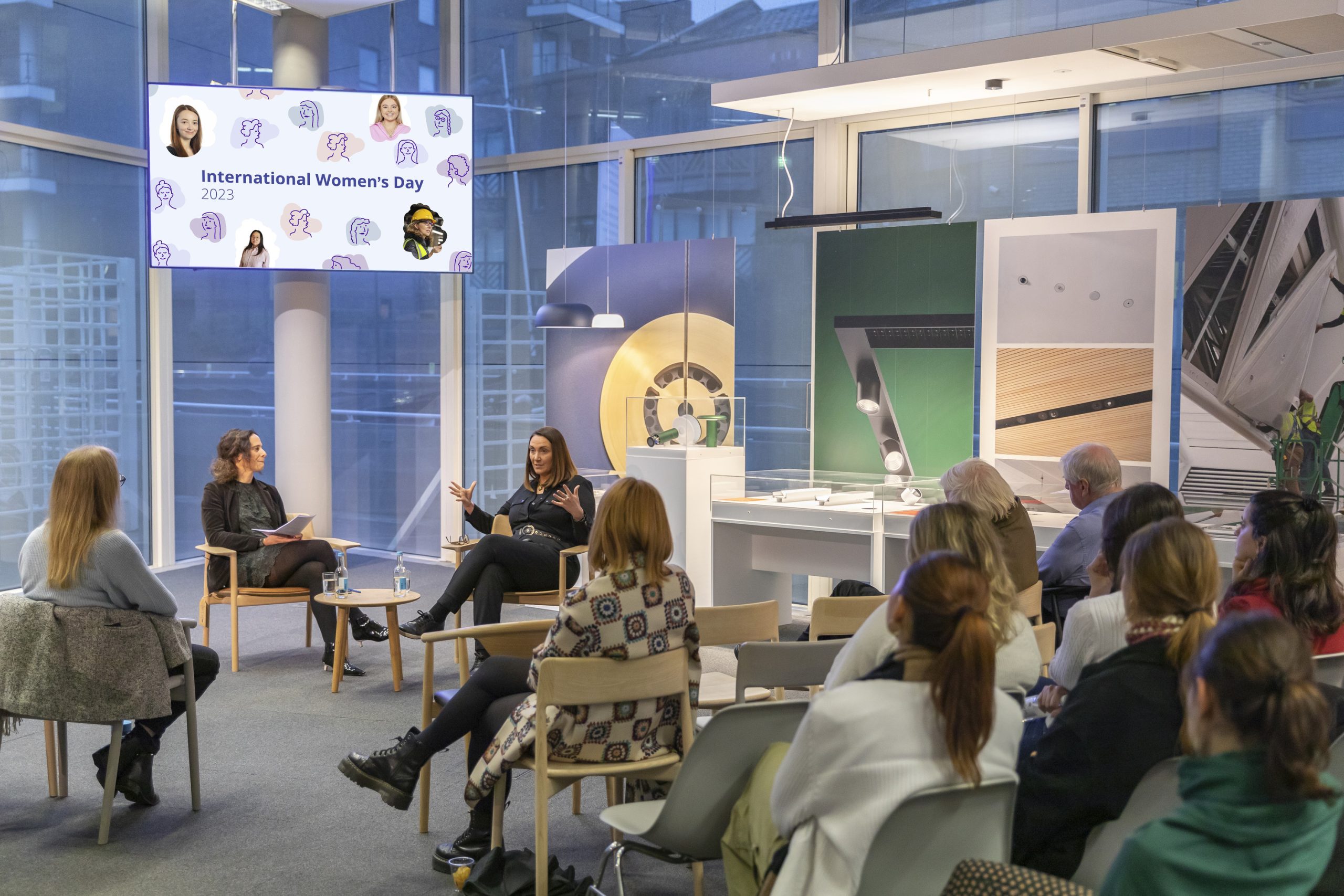 International Women's Day: photo of UN Women UK Executive Director, Tabitha Morton, speaks to an audience of people.